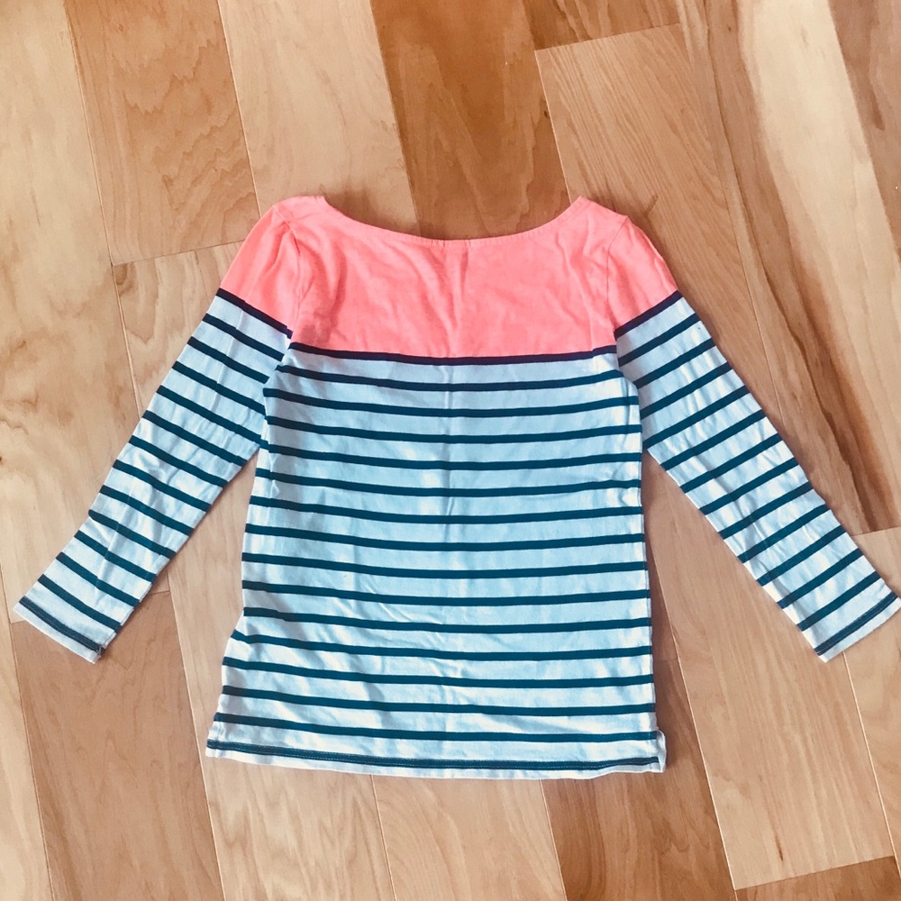 J. Crew Coral, Navy, and White Stripe Tee - Picture 4 of 4